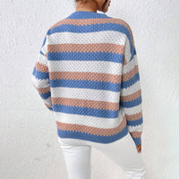 Autumn And Winter Round Neck Long Sleeve Striped Loose Casual Sweater