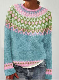 Round Neck Multicolor Loose Fashion Pullover Sweater