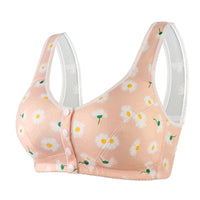 Women's Printed Wireless Wide Shoulder Strap Vest-style Soft Cotton Front Buckle