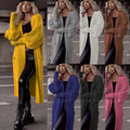 Loose Knitted Cardigan Pocket Long Lantern Sleeve Sweater