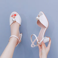 Peep Toe Root Heel Chunky Heel Sandals