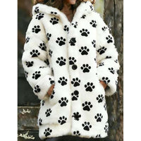 Womens Hooded Coat Printed Plush Hoodie Long Top