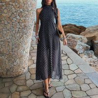Women's Casual Holiday Polka-Dot Halter Dress