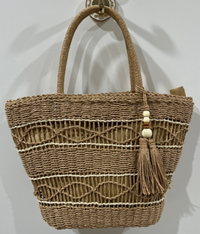 Hollowed-out fashion shoulder bag-Beige-Paper-40 * 11 *25cm-1 piece
