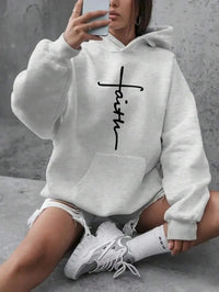 Womens Hoodie With American Cross Print