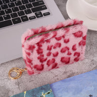 Plush Coin Purse Fashionable Niche Design Simple And Fluffy With Leopard-Print Card Holder