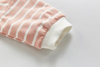 Treasure Long-sleeved Striped Top And Shorts Two-piece Set