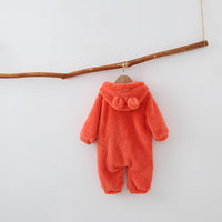 Infant Plush Warm Hooded Child Conjoined Romper