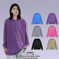 American Retro Double Yarn Cotton Worn Looking Washed-out T-shirt Top