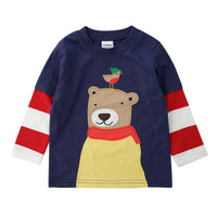 Boys And Girls Striped Sleeves Stitching Round Neck Sweater