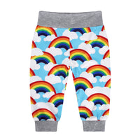 Children's English Print Rainbow Hooded Climbing Suit Three-piece Set