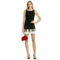Women's Fashion Color-Block Pleated Skirt Dress With Piano Key Design