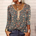 Women's V-neck Ethnic Print Plus Size T-shirt