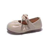 Children Black Korean Style Bow Leather Shoes