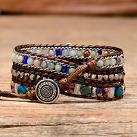 Silver-trimmed Blue Ombre Heart Stone Bead Bracelet