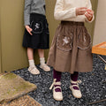 Girls' Solid Color Plus Velvet Corduroy Skirt