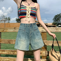 Loose Niche Retro High-waisted Denim Shorts