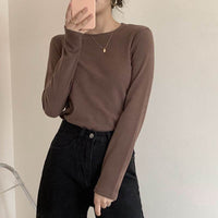 Double-sided Dralon Bottoming Shirt Women's Underwear Crew Neck Long-sleeved T-shirt