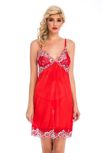 Back Hollow Pajamas Printed Lace Suspender Nightdress