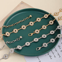 Women's Rhinestone Hollowed-out Metal Waist Chain Circle Gold Silver Chain Shiny Senior Sense Of Everything Dress