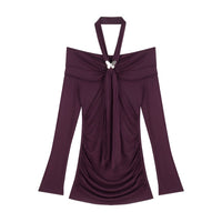 Off The Shoulder Long Sleeve Dress For Women Bodycon Halterneck Design Perfect As An Underlayer