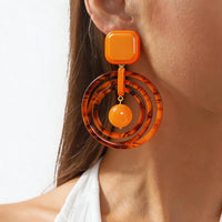 Silver Needle Acrylic Multi-Layer Round Earrings