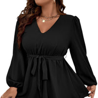 Women's V-neck Lantern Sleeve Slim Top
