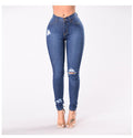 Ripped Slim Slim Pants Dark Temperament Denim Pants
