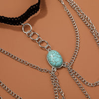 Personality Elastic Turquoise Multi-layer Leg Chain