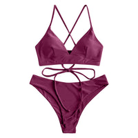 Solid Color Bikini Sexy Strappy Swimsuit
