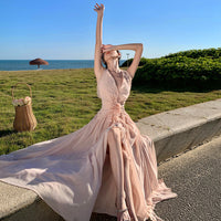 Women's Sleeveless V-Neck Halter Dress