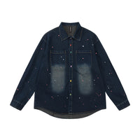 Contrast Color Inkjet Long-sleeved Shirt Denim Clothes Jacket Spring And Autumn