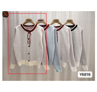 Women's Polka Dot Jacquard Lace-up Single-breasted Knitted Sweater