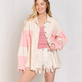 Retro Washed Patchwork Color-Block Denim Jacket For Women