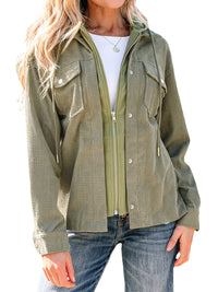Women's Solid Color Minimalist Texture Hooded Jacket
