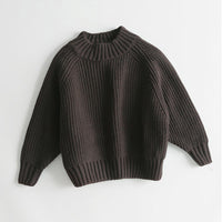 Children's Padded Pullover Sweater Retro Thick Line Half High Neck Sweater For Boys And Girls