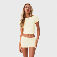 Summer Backless Top And Sheath Mini Skirt Two-piece Set