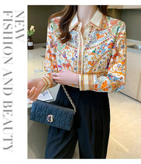 Printed Shirt Long Sleeve Loose Plus Size