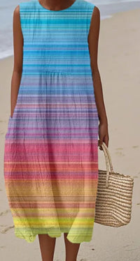 Women's Colorful Striped Linen Dress