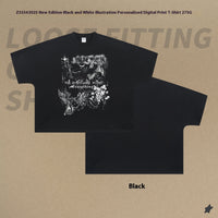 Male Black And White Illustration Personalized Printed T-shirt