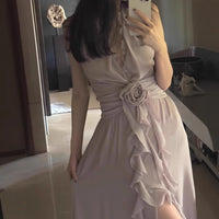 Women's Sleeveless V-Neck Halter Dress