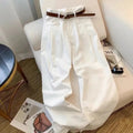 Korean-style Loose High-waisted Straight-leg Draping Floor-length Pants