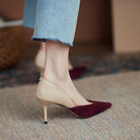 Commuter High Heels Women's Pointed-toe Colorblock Shallow Mouth