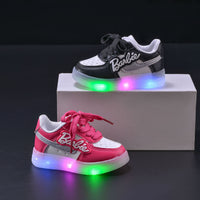 Girls' Soft Soled Casual Letter Illuminated Board Shoes