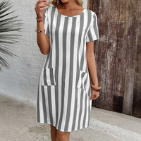 Summer New Striped Short-Sleeve Dress