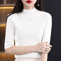 Spring New Half Turtleneck Half Sleeve Women's Bottoming Sweater