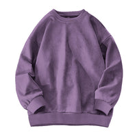 Round-neck Solid-color Suede-fleece Hoodie