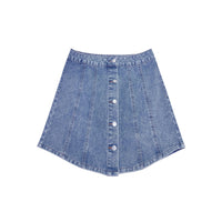 Womens Single-Breasted Defined-Waist Denim Skirt