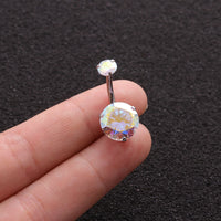 Colorful Zircon Belly Button Nail Stainless Steel