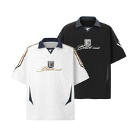 Lapel Sweatshirt Locomotive Style V-neck Patchwork Short-sleeved T-shirt For Men And Women